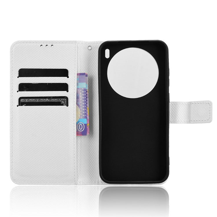 For vivo X200 5G Case PU Leather Diamond Texture Wallet Phone Cover - White