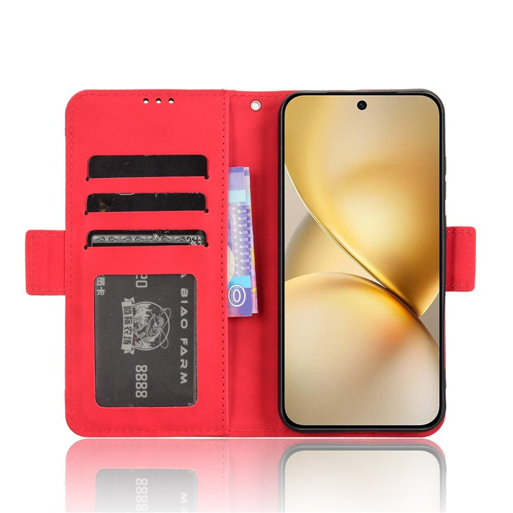 For vivo X200 Pro mini 5G Leather Case Phone Wallet Cover with Multiple Card Slots - Red