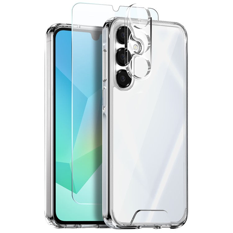 NORTHJO For Samsung Galaxy A16 5G / 4G Case Transparent PC+TPU Phone Cover Set with Screen Film + Lens Film