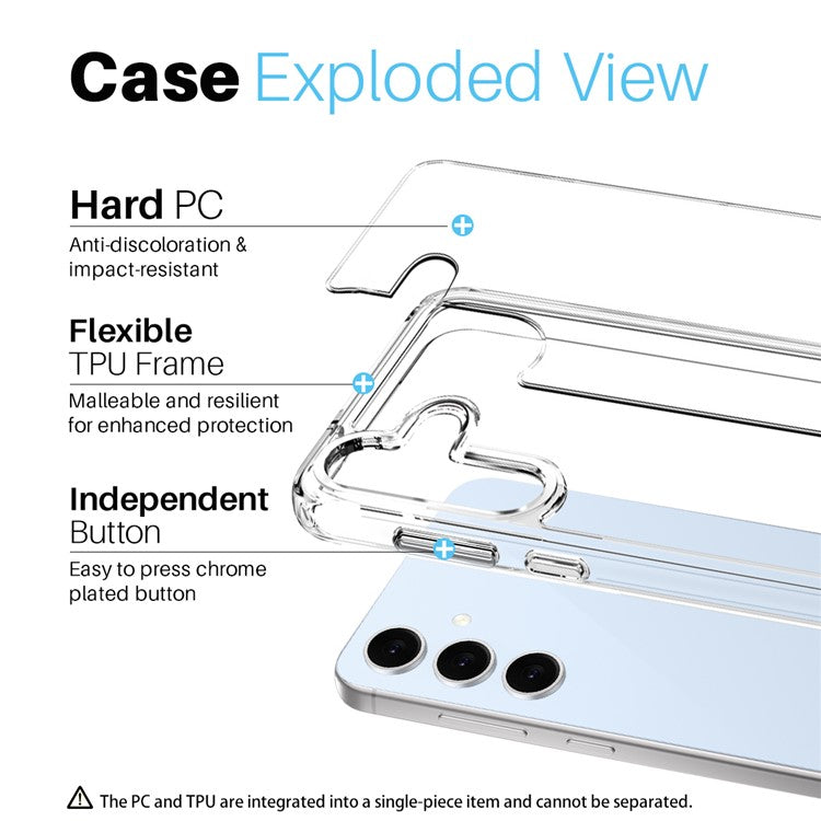 NORTHJO For Samsung Galaxy S24 FE Case Transparent PC+TPU Phone Cover Set with Screen Film + Lens Film