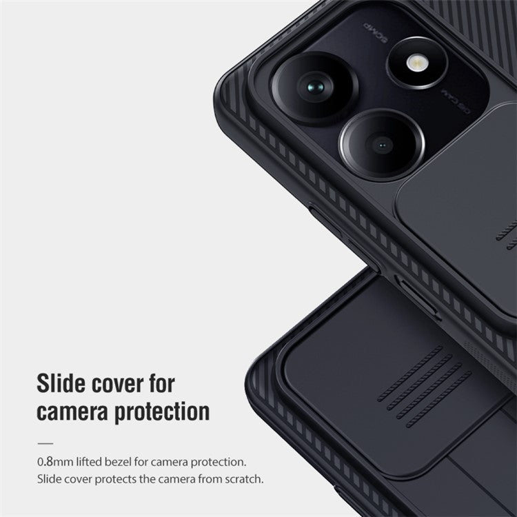 NILLKIN Camshield for Xiaomi Redmi Note 14 5G / 14 4G Case Hard PC Twill Texture Phone Cover with Slide Camera Lid - Black