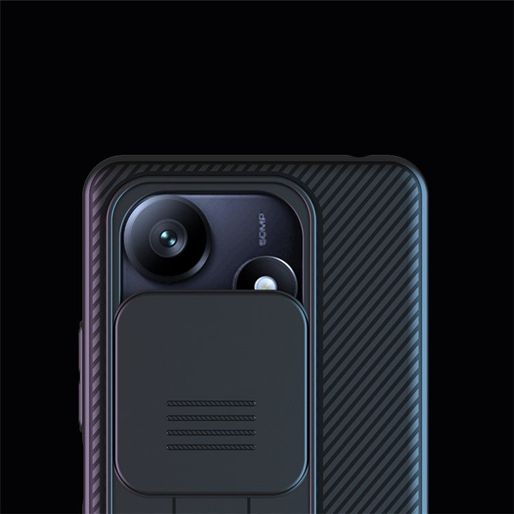 NILLKIN Camshield for Xiaomi Redmi Note 14 5G / 14 4G Case Hard PC Twill Texture Phone Cover with Slide Camera Lid - Black