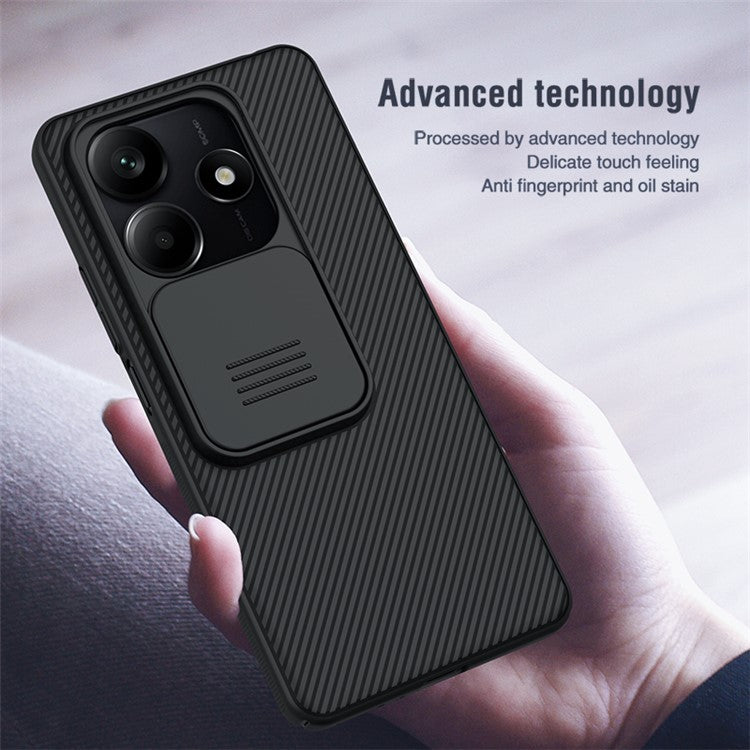 NILLKIN Camshield for Xiaomi Redmi Note 14 5G / 14 4G Case Hard PC Twill Texture Phone Cover with Slide Camera Lid - Black