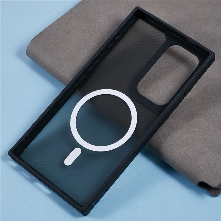 For Samsung Galaxy S25 Ultra Case Compatible with MagSafe Carbon Fiber TPU+PC Anti-Drop Phone Cover