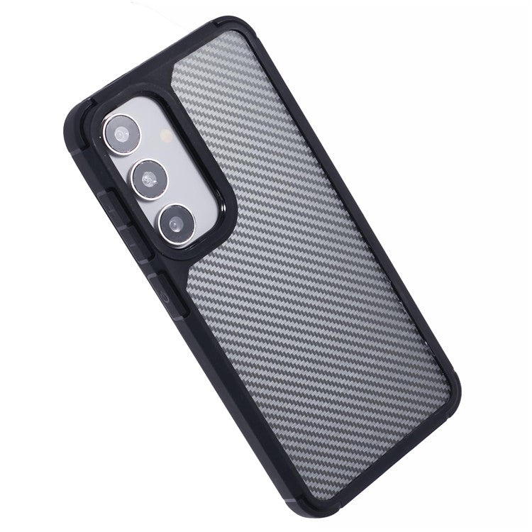 For Samsung Galaxy S25 Case Carbon Fiber Texture TPU+PC Anti-Drop Phone Cover