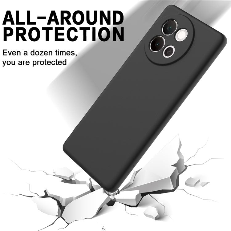 For vivo V40 Lite 5G Case Liquid Silicone Anti-Scratch Phone Cover with Hand Strap - Black