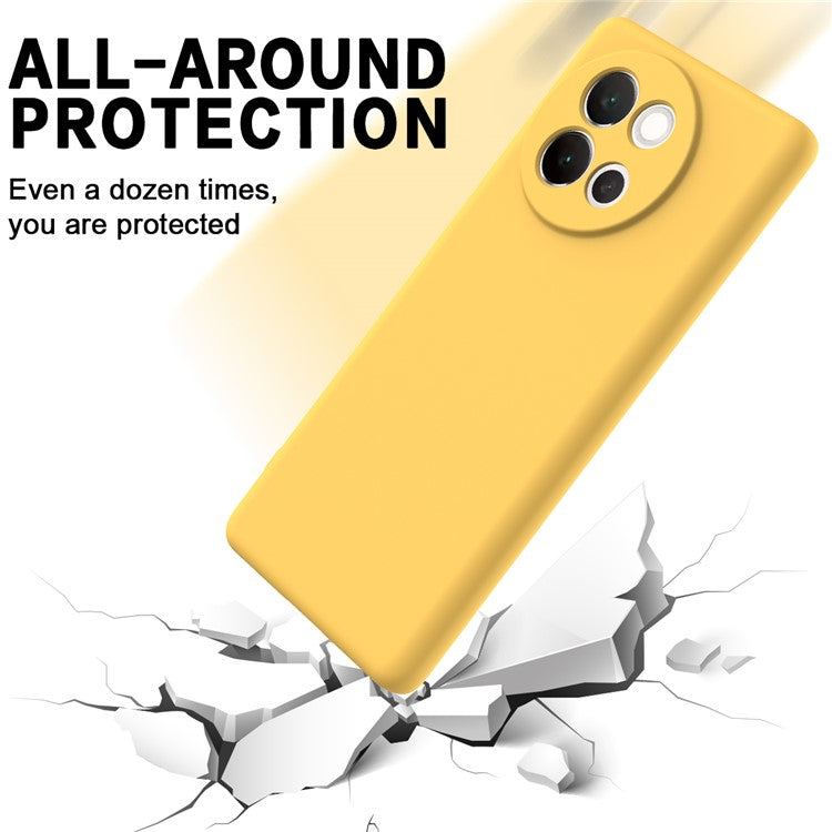 For vivo V40 Lite 5G Case Liquid Silicone Anti-Scratch Phone Cover with Hand Strap - Yellow