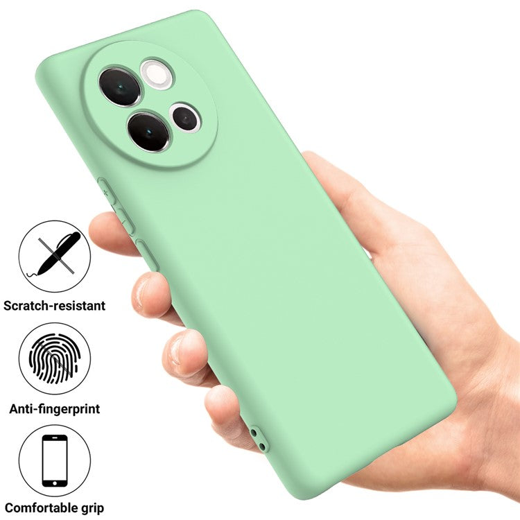 For vivo V40 Lite 5G Case Liquid Silicone Anti-Scratch Phone Cover with Hand Strap - Green