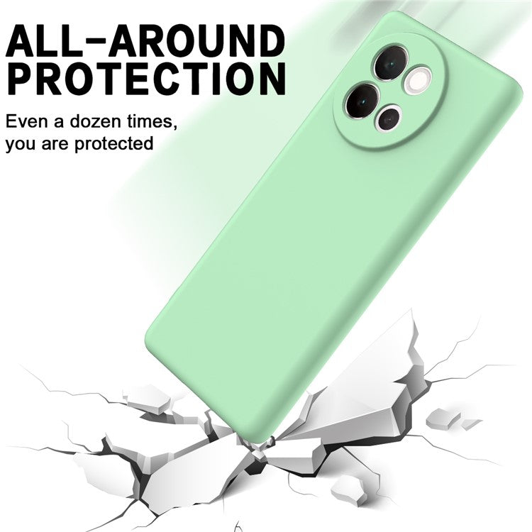 For vivo V40 Lite 5G Case Liquid Silicone Anti-Scratch Phone Cover with Hand Strap - Green