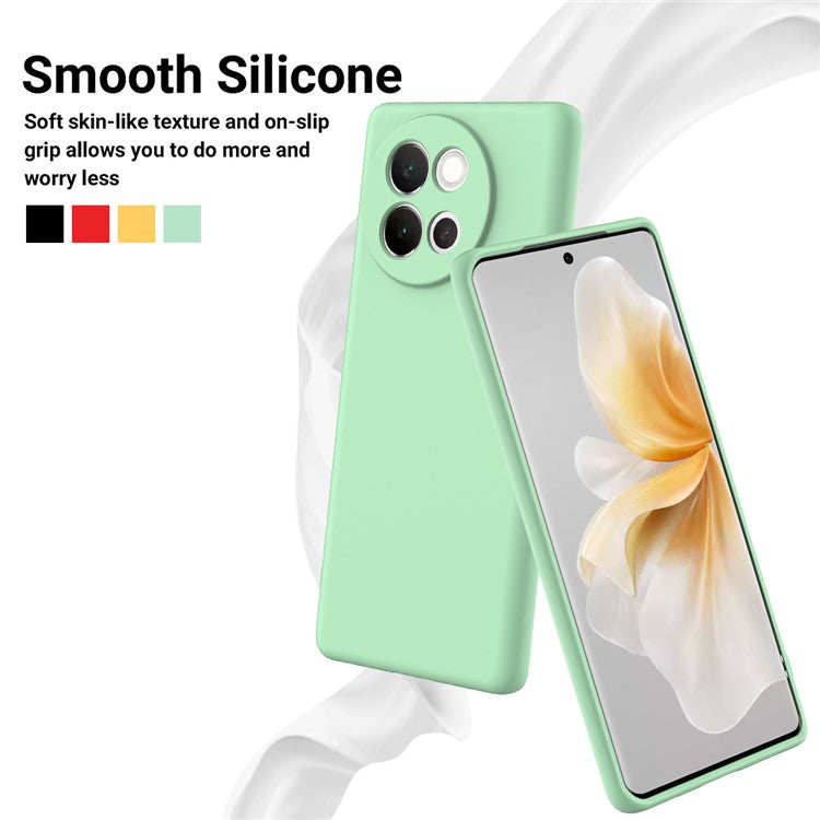 For vivo V40 Lite 5G Case Liquid Silicone Anti-Scratch Phone Cover with Hand Strap - Green