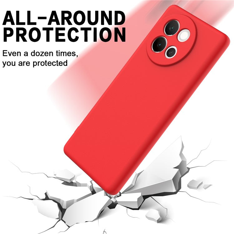 For vivo V40 Lite 5G Case Liquid Silicone Anti-Scratch Phone Cover with Hand Strap - Red