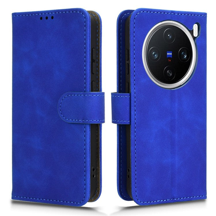 For vivo X200 5G Leather Case Skin-Feel Anti-Drop Wallet Flip Phone Cover - Blue