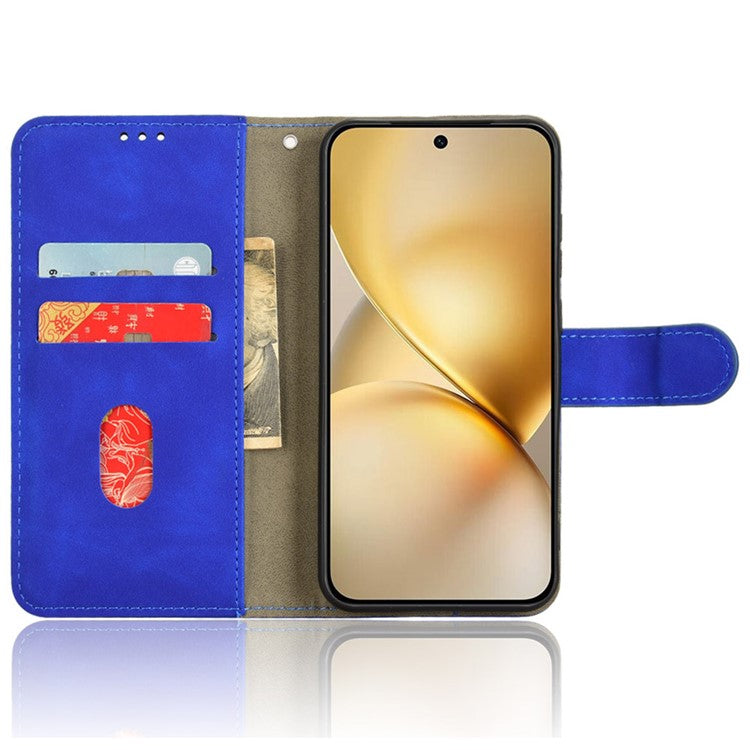 For vivo X200 5G Leather Case Skin-Feel Anti-Drop Wallet Flip Phone Cover - Blue