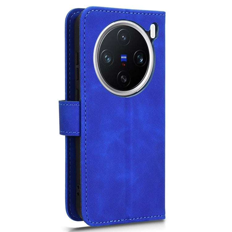 For vivo X200 5G Leather Case Skin-Feel Anti-Drop Wallet Flip Phone Cover - Blue