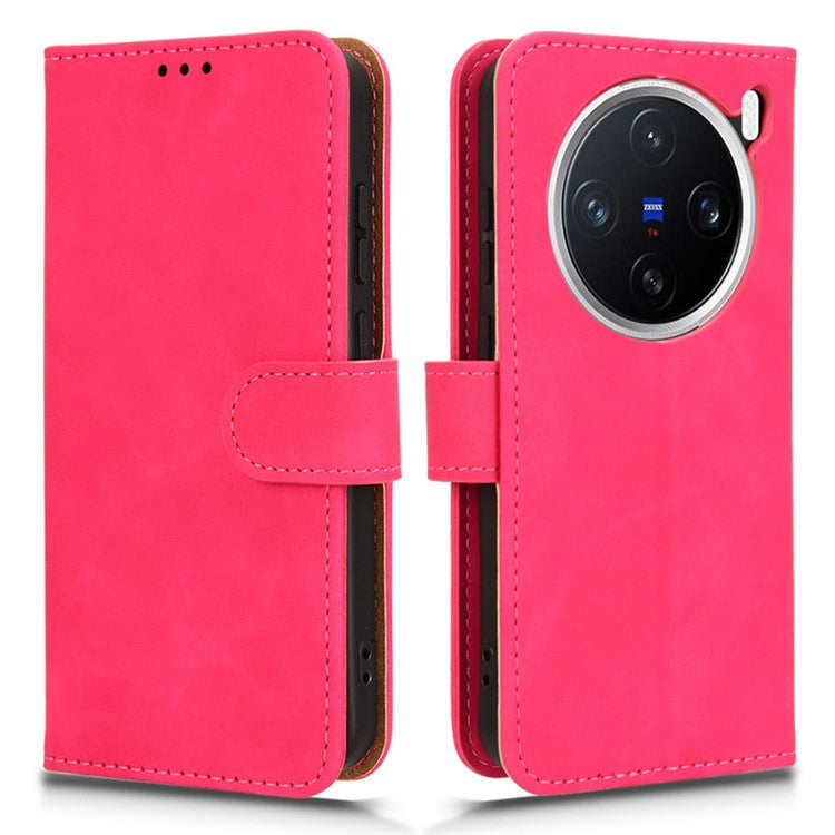 For vivo X200 5G Leather Case Skin-Feel Anti-Drop Wallet Flip Phone Cover - Rose