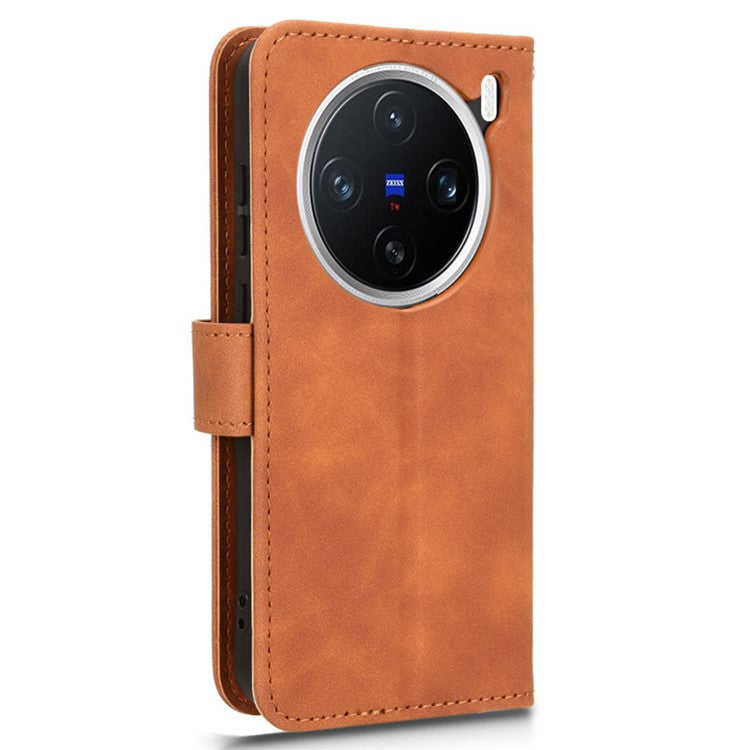 For vivo X200 5G Leather Case Skin-Feel Anti-Drop Wallet Flip Phone Cover - Brown