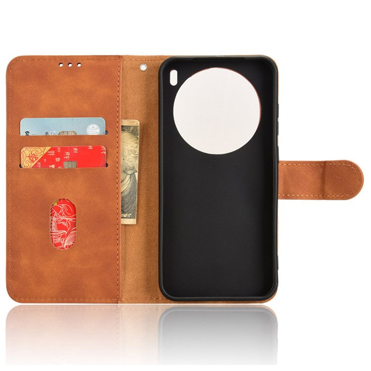 For vivo X200 Pro mini 5G Leather Case Skin-Feel Anti-Drop Wallet Flip Phone Cover - Brown