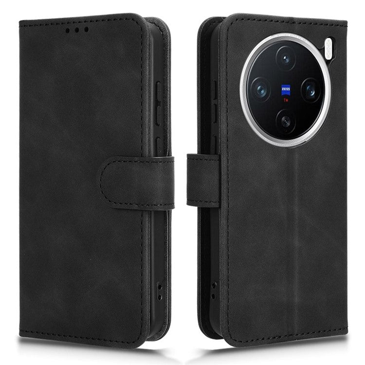 For vivo X200 Pro mini 5G Leather Case Skin-Feel Anti-Drop Wallet Flip Phone Cover - Black