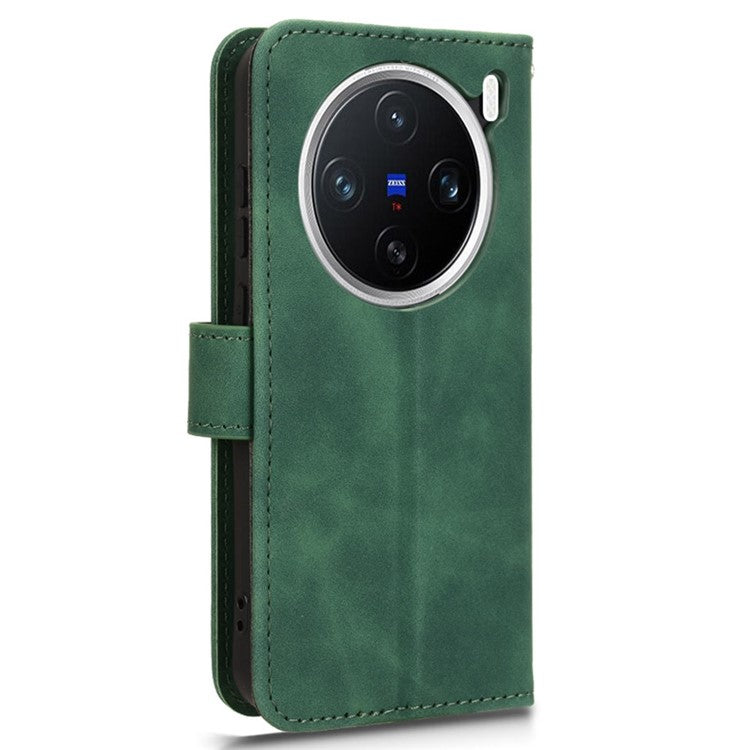 For vivo X200 Pro mini 5G Leather Case Skin-Feel Anti-Drop Wallet Flip Phone Cover - Green