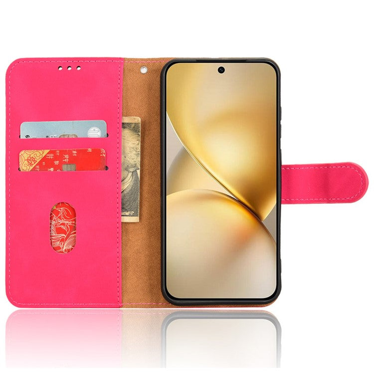 For vivo X200 Pro mini 5G Leather Case Skin-Feel Anti-Drop Wallet Flip Phone Cover - Rose