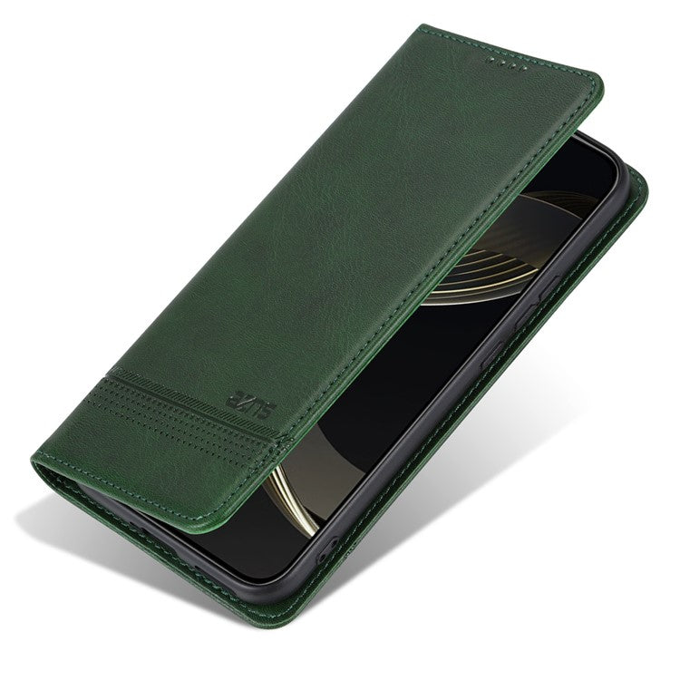 AZNS For vivo X200 Pro 5G Case Cowhide Texture PU Leather Wallet Phone Cover - Green