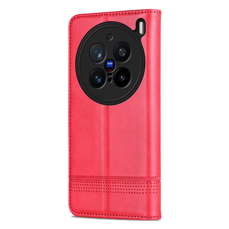 AZNS For vivo X200 Pro 5G Case Cowhide Texture PU Leather Wallet Phone Cover - Red