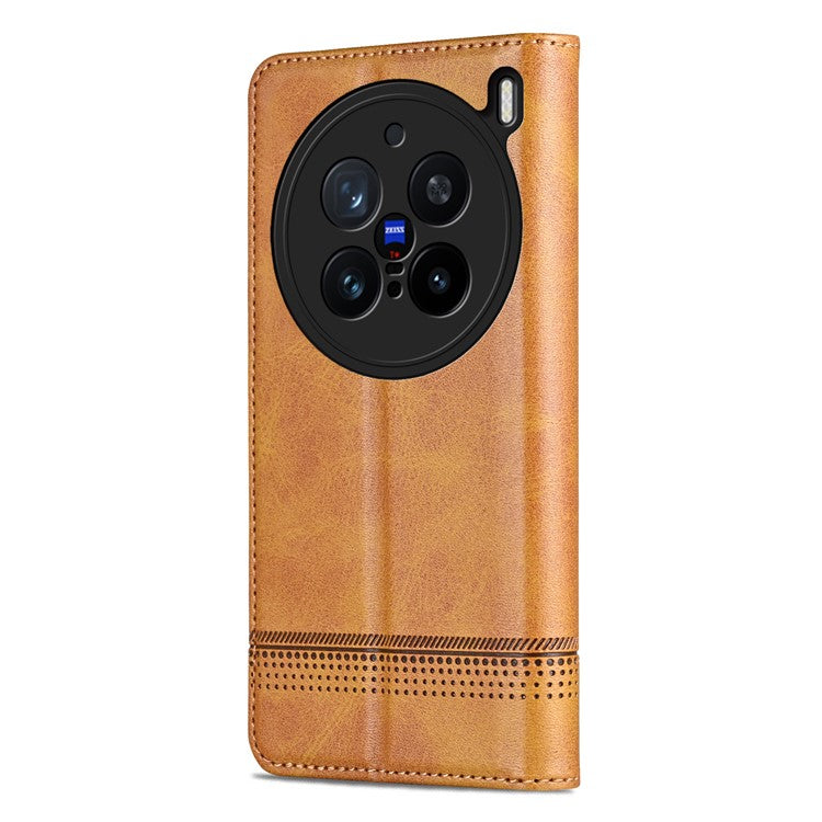 AZNS For vivo X200 Pro 5G Case Cowhide Texture PU Leather Wallet Phone Cover - Brown