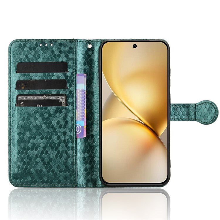 For vivo X200 5G Wallet Case Dot Pattern Imprint PU Leather Phone Cover - Green