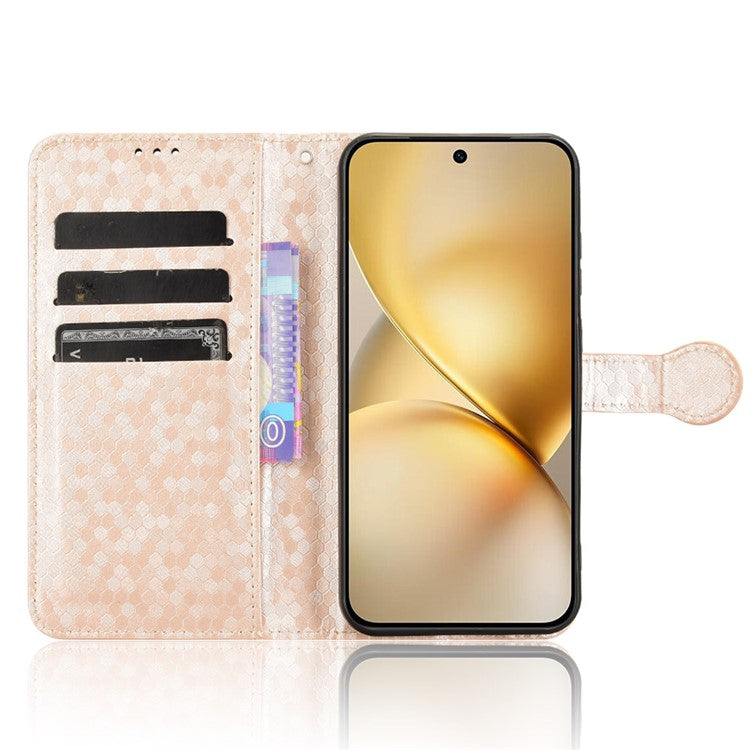 For vivo X200 5G Wallet Case Dot Pattern Imprint PU Leather Phone Cover - Rose Gold