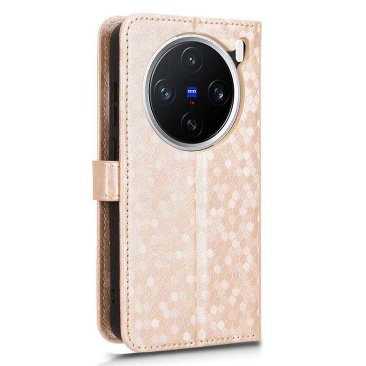 For vivo X200 5G Wallet Case Dot Pattern Imprint PU Leather Phone Cover - Rose Gold