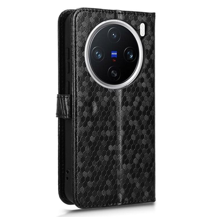 For vivo X200 5G Wallet Case Dot Pattern Imprint PU Leather Phone Cover - Black