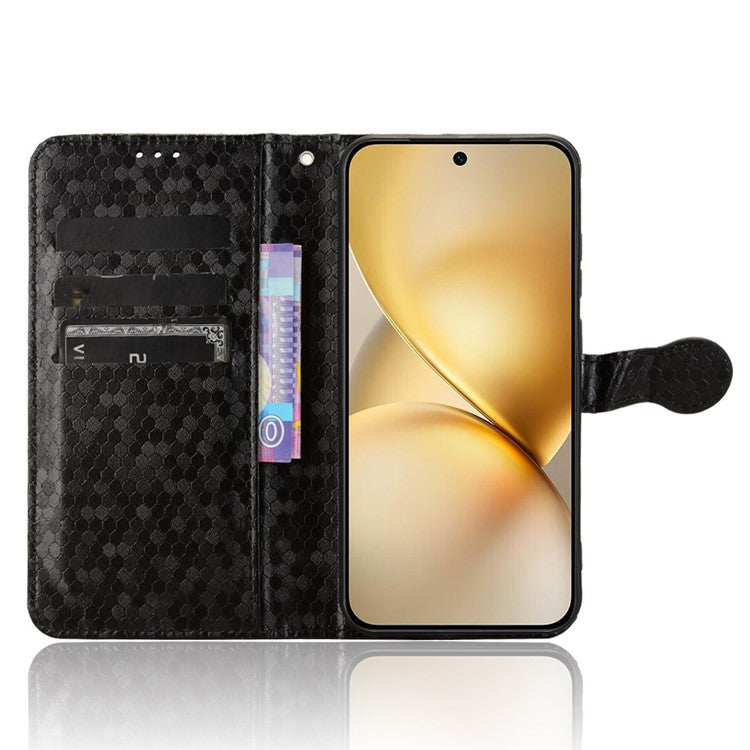 For vivo X200 Pro mini 5G Wallet Case Dot Pattern Imprint PU Leather Phone Cover - Black