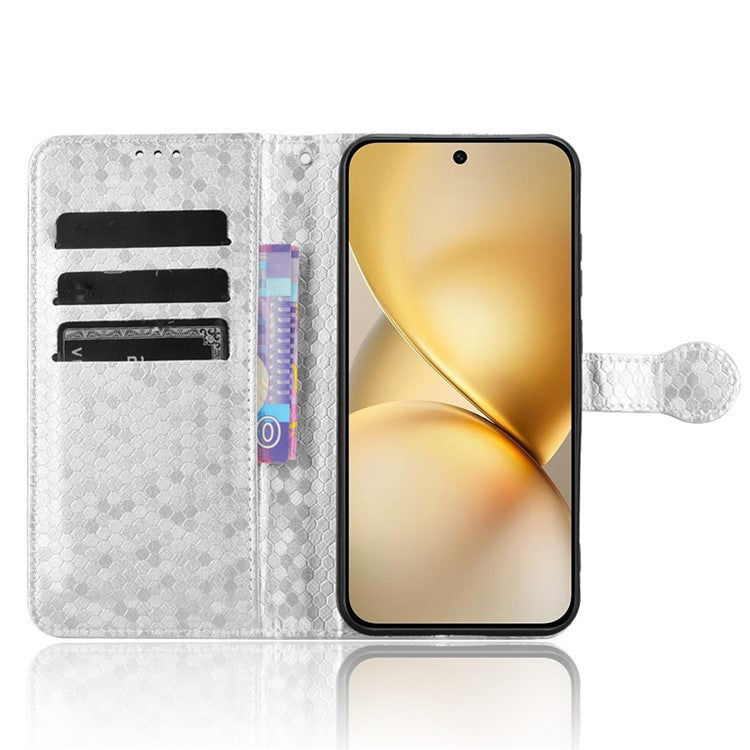 For vivo X200 Pro mini 5G Wallet Case Dot Pattern Imprint PU Leather Phone Cover - Silver