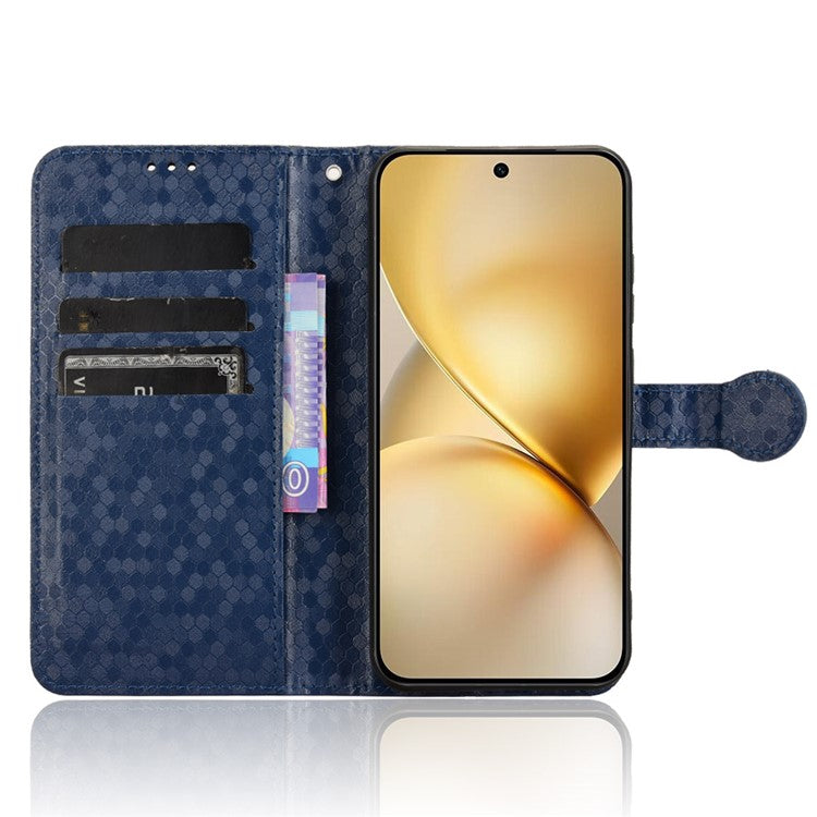 For vivo X200 Pro mini 5G Wallet Case Dot Pattern Imprint PU Leather Phone Cover - Dark Blue