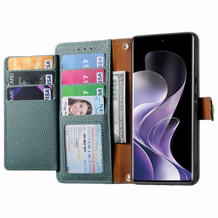 For vivo T3 Ultra 5G Case RFID Blocking Zipper Pocket Leather Wallet Phone Cover - Green