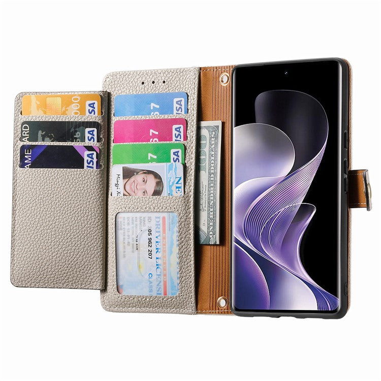 For vivo T3 Ultra 5G Case RFID Blocking Zipper Pocket Leather Wallet Phone Cover - Grey