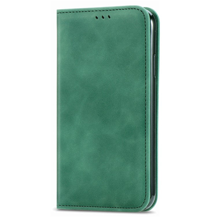 For vivo T3 Ultra 5G Case Skin Touch Feeling Leather Card Holder Phone Cover Magnetic Absorption - Green