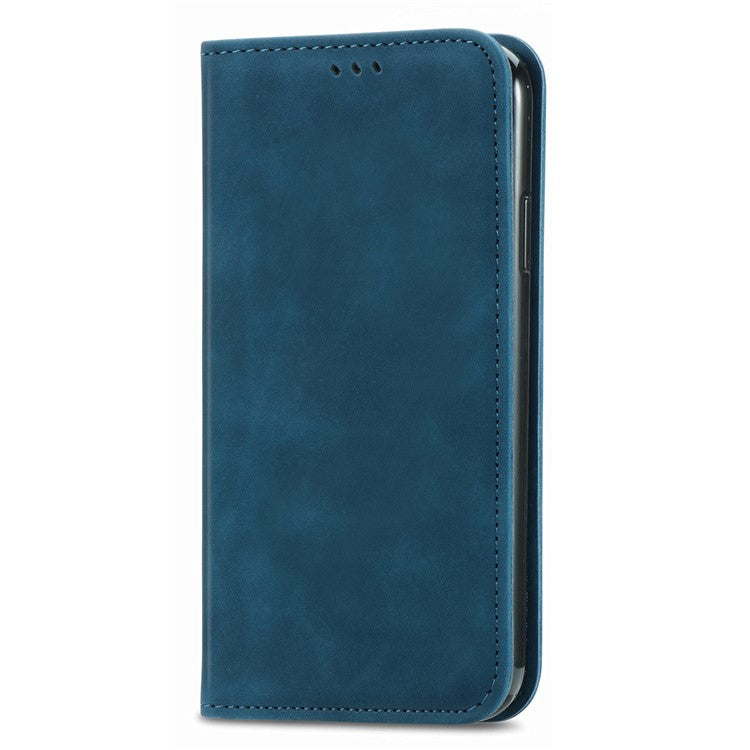 For vivo T3 Ultra 5G Case Skin Touch Feeling Leather Card Holder Phone Cover Magnetic Absorption - Dark Blue