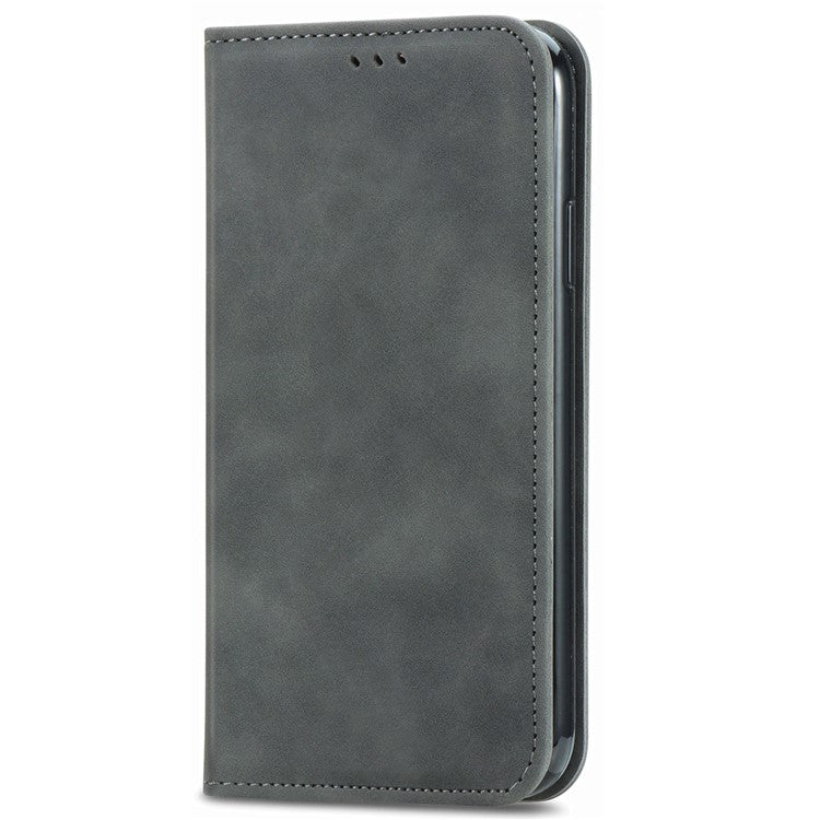 For vivo T3 Ultra 5G Case Skin Touch Feeling Leather Card Holder Phone Cover Magnetic Absorption - Grey