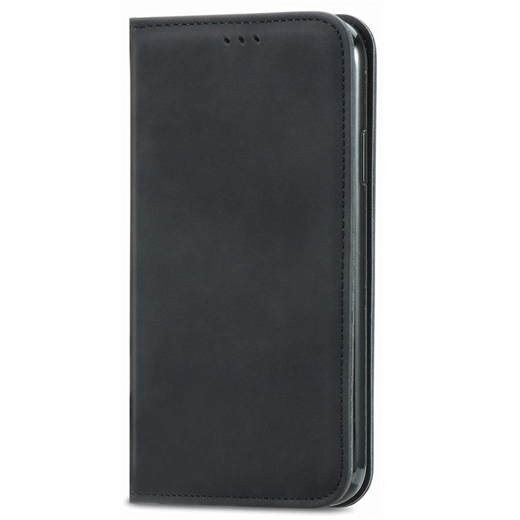 For vivo T3 Ultra 5G Case Skin Touch Feeling Leather Card Holder Phone Cover Magnetic Absorption - Black