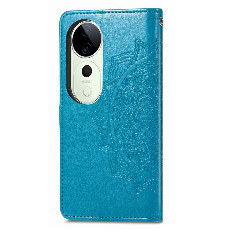 For vivo T3 Ultra 5G Wallet Case Mandala Flower Leather Phone Cover Stand View - Blue