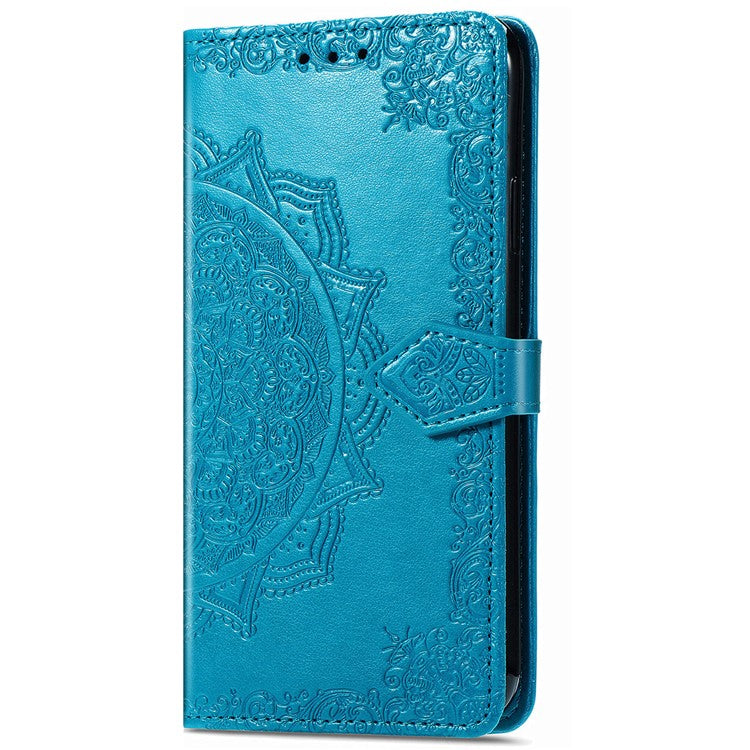 For vivo T3 Ultra 5G Wallet Case Mandala Flower Leather Phone Cover Stand View - Blue