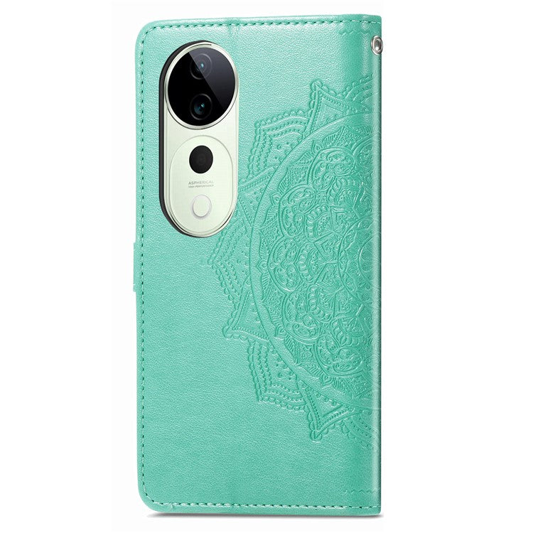 For vivo T3 Ultra 5G Wallet Case Mandala Flower Leather Phone Cover Stand View - Green