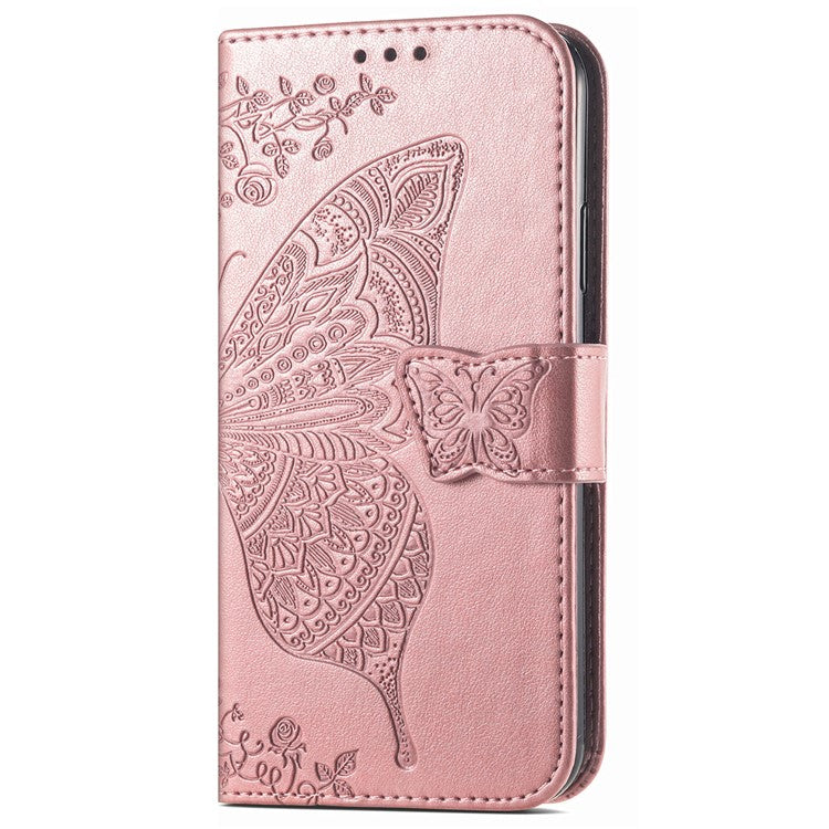 For vivo T3 Ultra 5G Case PU Leather Wallet Phone Cover Butterfly Pattern - Rose Gold