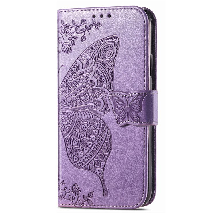 For vivo T3 Ultra 5G Case PU Leather Wallet Phone Cover Butterfly Pattern - Light Purple