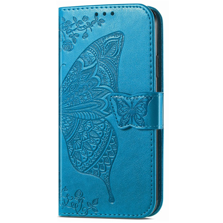 For vivo T3 Ultra 5G Case PU Leather Wallet Phone Cover Butterfly Pattern - Blue