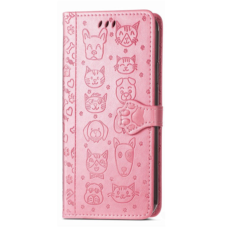 For vivo T3 Ultra 5G Case Leather Wallet Flip Phone Cover Cute Cat Dog Pattern - Pink