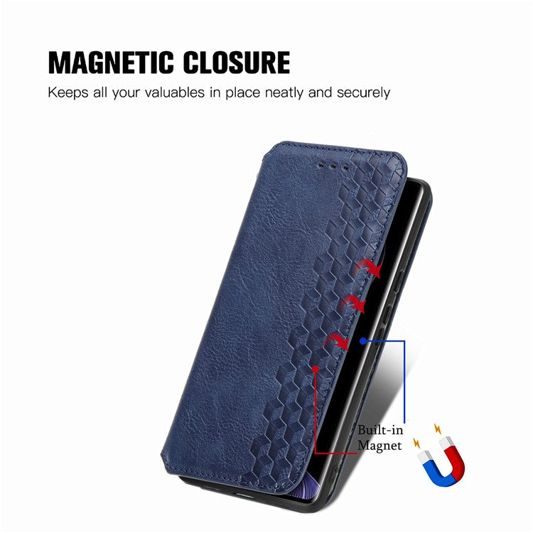 For vivo T3 Ultra 5G Case Rhombus Imprint PU Leather Wallet Phone Cover - Blue