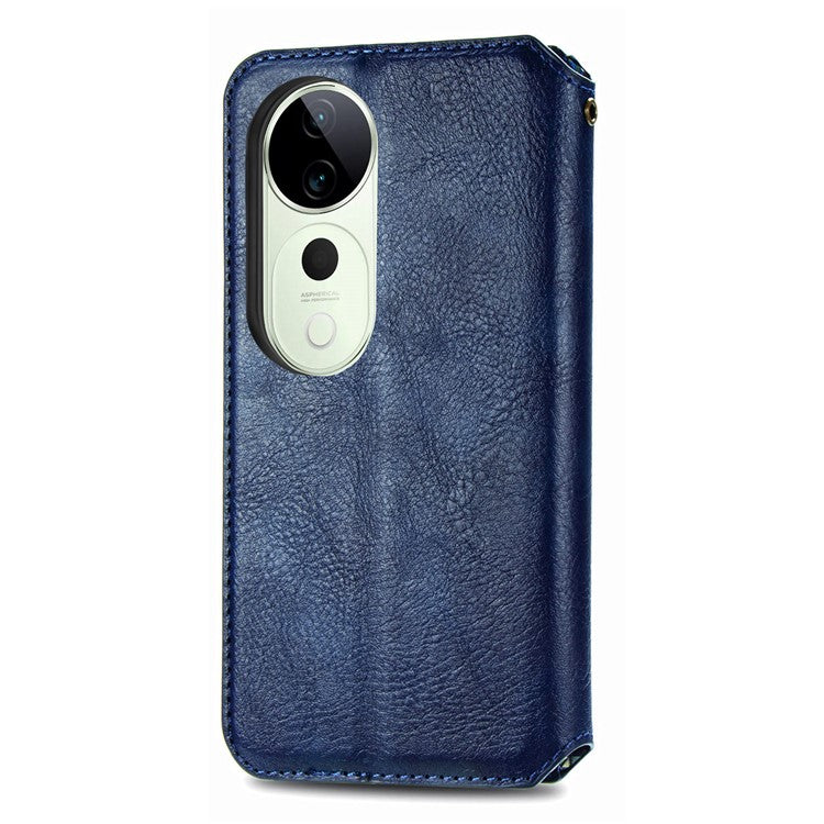 For vivo T3 Ultra 5G Case Rhombus Imprint PU Leather Wallet Phone Cover - Blue