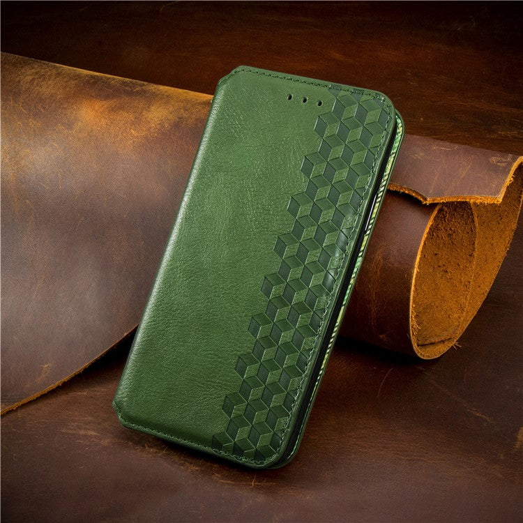 For vivo T3 Ultra 5G Case Rhombus Imprint PU Leather Wallet Phone Cover - Green